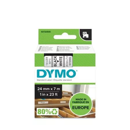 Feliratozógép szalag, 24 mm x 7 m, DYMO "D1", fehér-fekete 1 db