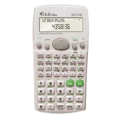 Számológép, tudományos, 283 funkció, VICTORIA OFFICE, "GVT-736", fehér 1 db