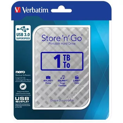 2,5" HDD (merevlemez), 1TB, USB 3.0, VERBATIM "Store n Go", ezüst 1 db