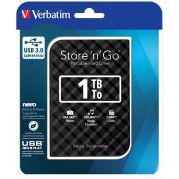   2,5" HDD (merevlemez), 1TB, USB 3.0, VERBATIM "Store n Go", fekete 1 db