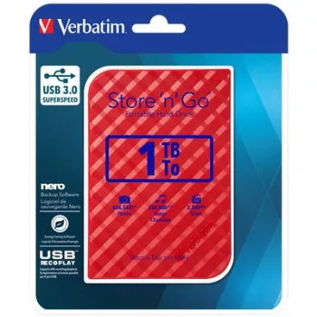   2,5" HDD (merevlemez), 1TB, USB 3.0, VERBATIM "Store n Go", piros 1 db