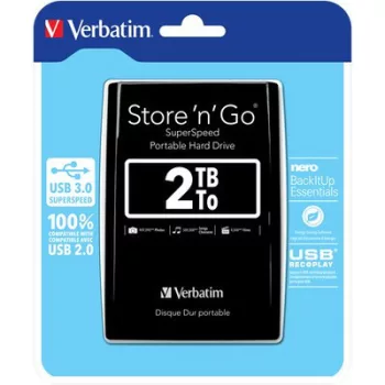   2,5" HDD (merevlemez), 2TB, USB 3.0, VERBATIM, fekete 1 db