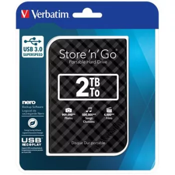   2,5" HDD (merevlemez), 2TB, USB 3.0, VERBATIM "Store n Go", fekete 1 db