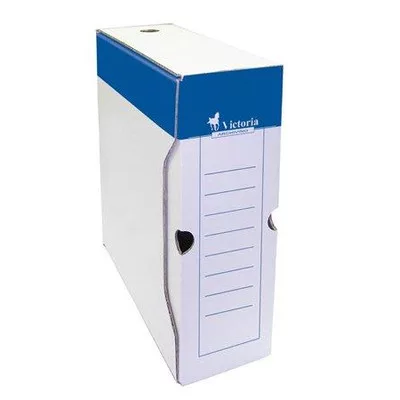 Archiválódoboz, A4, 100 mm, karton, VICTORIA OFFICE, kék-fehér 1 db
