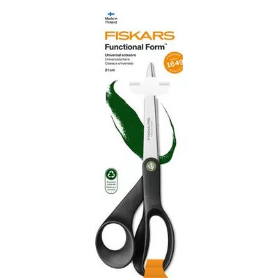 Olló, általános, 21 cm, FISKARS "Functional Form Renew", fekete 1 db