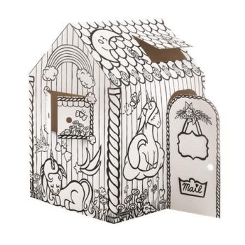   Színezhető karton játszóház, FELLOWES "BANKERS BOX® Playhouse", unikornis, vegyes minta