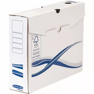Archiválódoboz, A4, 80 mm, FELLOWES "Bankers Box Basic", kék-fehér 10 db