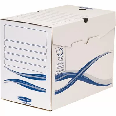 Archiválódoboz, A4, 200 mm, FELLOWES "Bankers Box Basic", kék-fehér 10 db