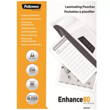   Meleglamináló fólia, 80 mikron, A4, fényes, 250 db, FELLOWES