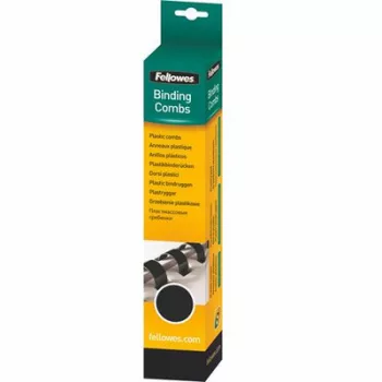   Spirál, műanyag, 14 mm, 81-100 lap, FELLOWES, 25 db, fekete