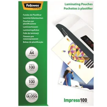   Meleglamináló fólia, 100 mikron, A4, fényes, 100 db, FELLOWES