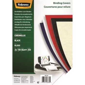   Hátlap, A4, 250 g, fényes, FELLOWES "Chromolux", fekete
