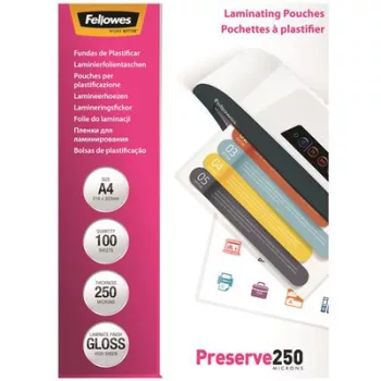   Meleglamináló fólia, 250 mikron, A4, fényes, 100 db, FELLOWES
