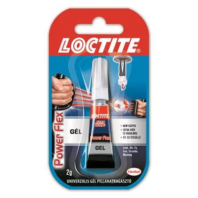 Pillanatragasztó gél, 2 g, HENKEL "Loctite Super Bond Power Flex Gél" 2E-3 kg