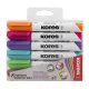 Tábla- és flipchart marker készlet, 3 mm, kúpos, KORES "K-Marker XW1", 6 különböző szín 6 db