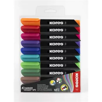   Alkoholos marker, 3 mm, kúpos, KORES "K-Marker XP1", 10 különböző szín 10 db