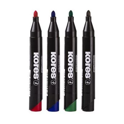 Alkoholos marker, 3-5 mm, kúpos, KORES "K-Marker XP1", 4 különböző szín 4 db