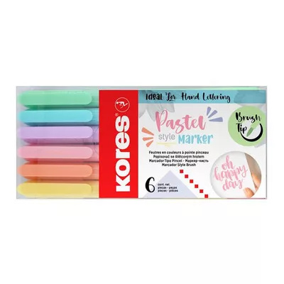 Ecsetirón készlet, KORES "Pastel Style", 6 pasztell szín 6 db