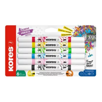   Dekormarker készlet, akril, 1-2 mm, kétvégű, KORES " K-Kreative", 6 különböző szín 6 db