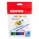 Filctoll készlet, kimosható, KORES "Korellos", 12 különböző szín 12 db