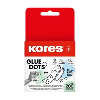 Ragasztópont, kétoldalas, 200 db, KORES "Glue Dots", átlátszó