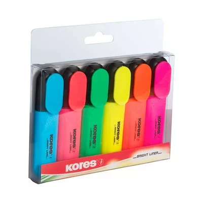 Szövegkiemelő készlet, 0,5-5 mm, KORES, 6 különböző szín 6 db