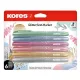 Szövegkiemelő készlet, 3-5 mm, KORES "Glitter", 6 különböző csillámos szín 6 db