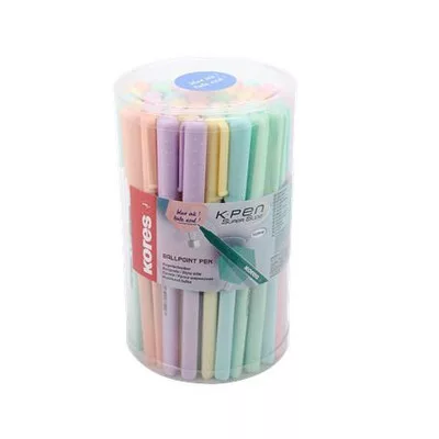 Golyóstoll, 1,0 mm, kupakos, háromszögletű, KORES "KOR-M Pastel", kék 50 db