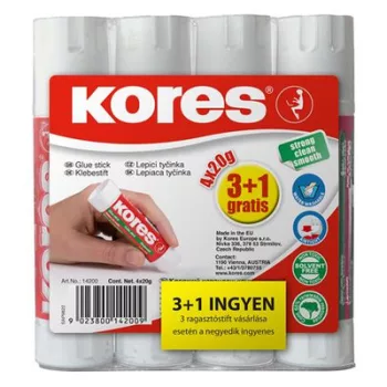 Ragasztóstift, 20 g, 3+1 akciós kiszerelés, KORES 0,08 kg