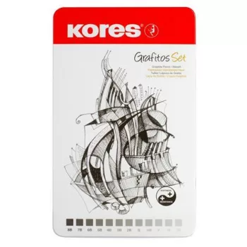   Grafitceruza készlet, fém doboz, háromszögletű, KORES "GRAFITOS", 12 különböző keménység 12 db