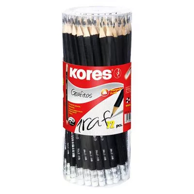 Grafitceruza radírral, HB, háromszögletű, KORES 72 db