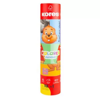   Színes ceruza készlet, háromszögletű, jumbo, 1 hegyezővel, KORES "KOLORES Twist & Turn", 12 különböző szín 12 db