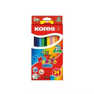Színes ceruza készlet, háromszögletű, jumbo, KORES "Kolores Jumbo", 24 különböző szín
