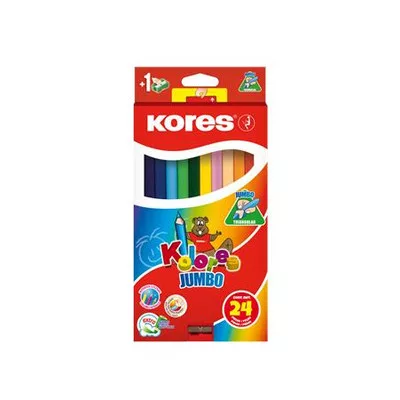 Színes ceruza készlet, háromszögletű, jumbo, KORES "Kolores Jumbo", 24 különböző szín 24 db