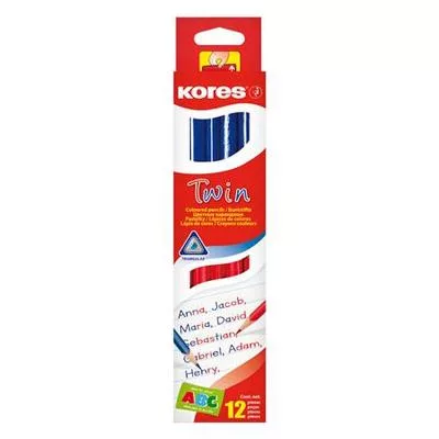 Postairón, háromszögletű, KORES "Twin", kék-piros 1 db