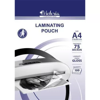   Meleglamináló fólia, 75 mikron, A4, fényes, VICTORIA OFFICE (100db)