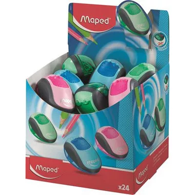 Hegyező display, kétlyukú, tartályos, MAPED "Clean", vegyes színek (szín nem választható) 24 db