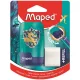 Hegyező és radír, kétlyukú, tartályos, pótradírral, MAPED "Connect Dragon", sárkány 1 db