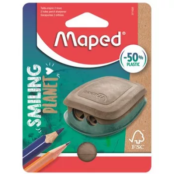   Hegyező, kétlyukú, tartályos, műanyag, FSC, MAPED "Smiling Planet" 1 db