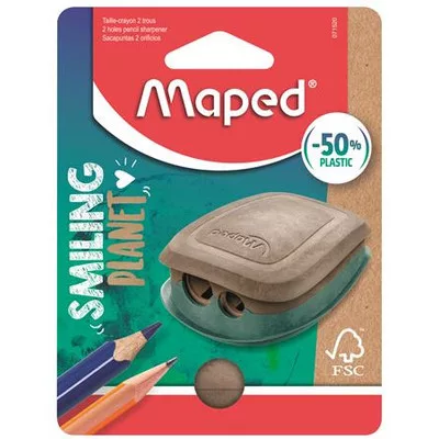 Hegyező, kétlyukú, tartályos, műanyag, FSC, MAPED "Smiling Planet" 1 db