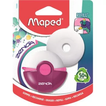   Radír, műanyag tokos, utántöltővel, MAPED "Zenoa", vegyes színek (szín nem választható)