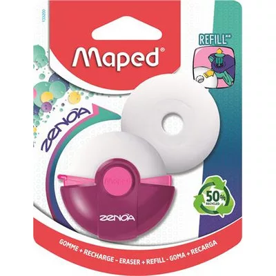 Radír, műanyag tokos, utántöltővel, MAPED "Zenoa", vegyes színek (szín nem választható)
