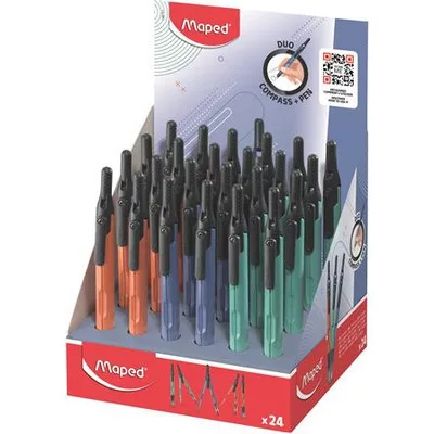 Körző display, heggyel, 2in1, ceruzává alakítható, MAPED „Compass Pen”, vegyes színek (szín nem választható) 24 db
