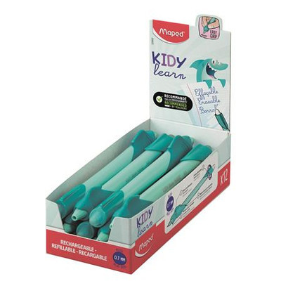 Írástanuló rollertoll, 0,7 mm, radírozható, MAPED "KIDY Learn MAGIC", cápa, türkiz, 12 db