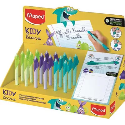 Írástanuló rollertoll display, 0,7 mm, radírozható, MAPED "KIDY Learn MAGIC", vegyes színek (szín nem választható) 18 db
