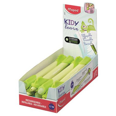 Írástanuló rollertoll, 0,7 mm, radírozható, MAPED "KIDY Learn MAGIC", kaméleon, zöld, 12 db