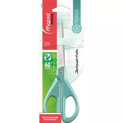 Olló, irodai, 17 cm, MAPED "Essentials Green", türkizkék 1 db