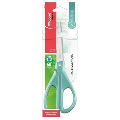 Olló, irodai, 21 cm, MAPED "Essentials Green", türkizkék 1 db