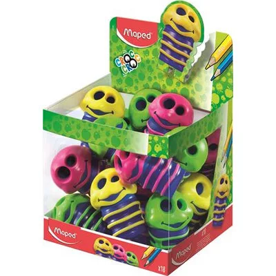 Hegyező display, kétlyukú, tartályos, MAPED "Croc Croc", kukac, vegyes színek (szín nem választható) 18 db