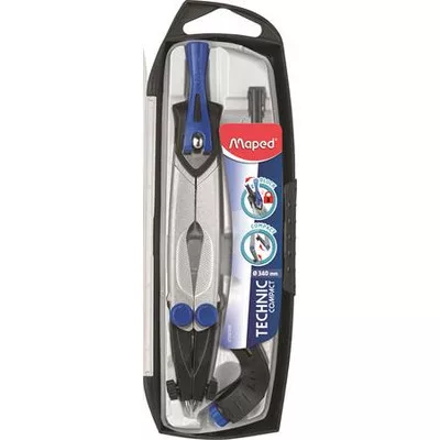 Körző készlet, 4 darabos, MAPED "Technic Compact" 1 készlet